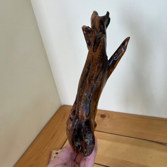 Burled Wood Sculptural Bird Folk Art Waterfowl Hand Carved Wooden Decoration - Picture 6 of 7